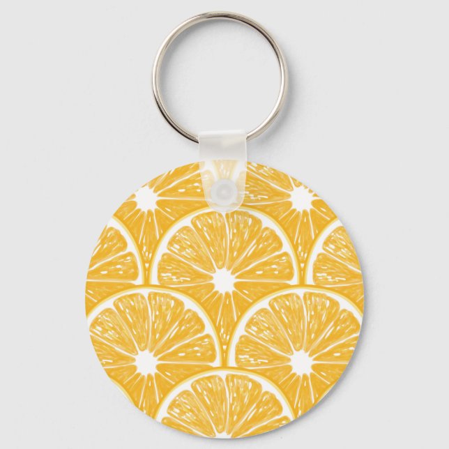 Orange, mönster-utformning av tropiska fruktskivor nyckelring (Framsida)