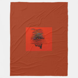 Orange Moon Landscape Fleecefilt