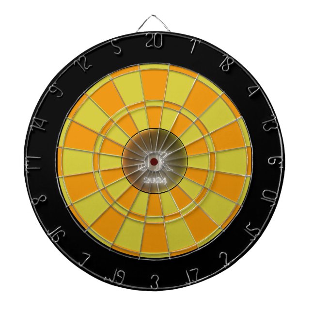Orange Mörk Gult Black Dartboard 2024 Darttavla (Framsidan)