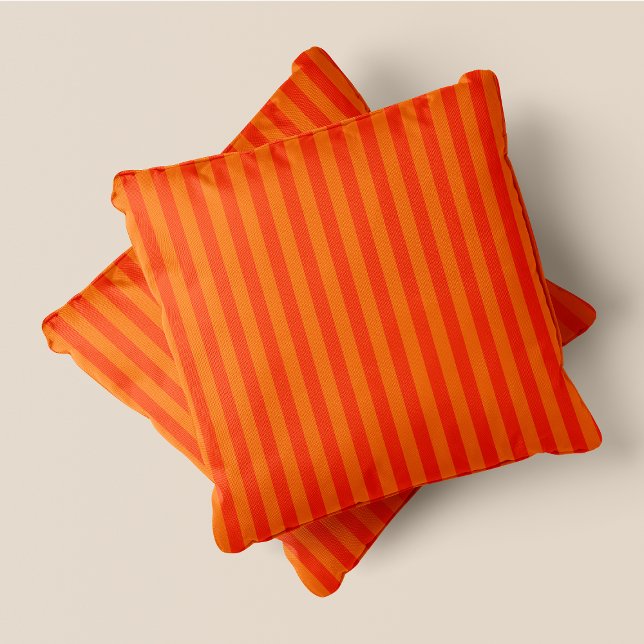 ORANGE & MÖRK ORANGE RAND KUDDE (Orange & Dark Orange Stripes Throw Pillow)