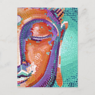 Orange mosaic buddha ansikte vykort