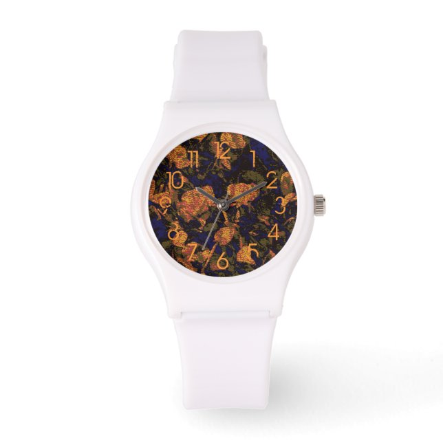 Orange mot löv-kamouflage mönster armbandsur (Framsida)