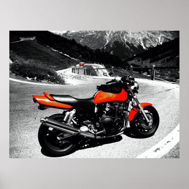 orange motorcykel poster (Framsidan)