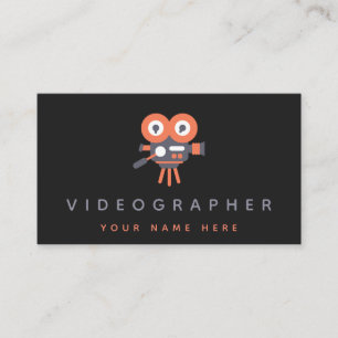 Orange Movie Camera Video Production Filming Black Visitkort
