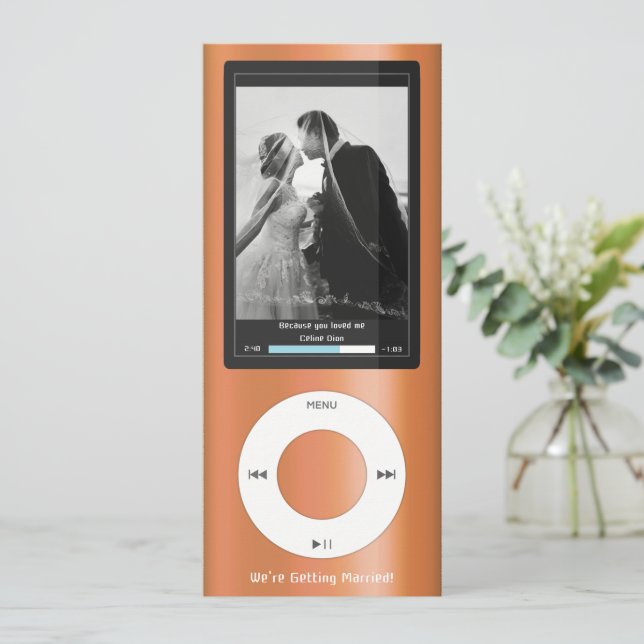 Orange MP3 Musikspelare Bröllop Inbjudningar (Stående Fram)