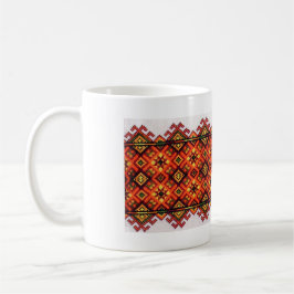 Orange mugg för ukrainsk Vyshyvanka Hutsul broderi
