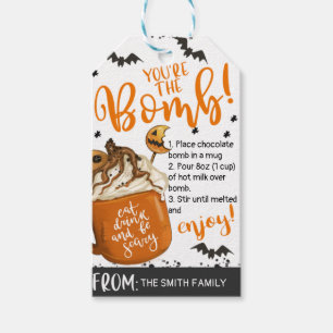 Orange Mugg Halloween Din Hett Chocolate Presentetikett