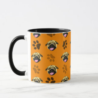 Orange Mugg med Pugs och Tassaravtryck