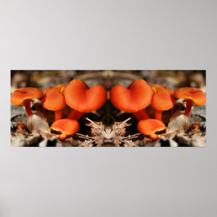 Orange Mushroom Family Spegel Abstrakt Poster