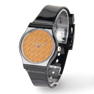 Orange Mushroom Mönster Silicone Strap Watch Armbandsur