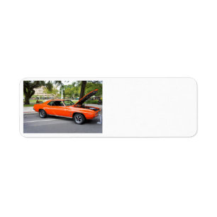 Orange muskel returadress etikett