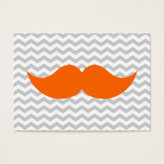 Orange Mustache Grått Chevron Rand Visitkort