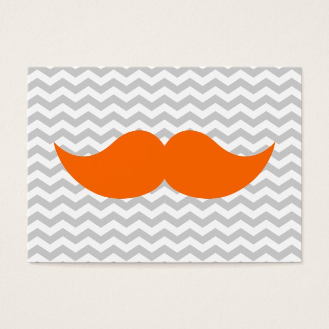 Orange Mustache Grått Chevron Rand Visitkort (Framsidan)