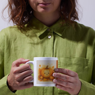 Orange mysig höststämning pumpablad kaffemugg
