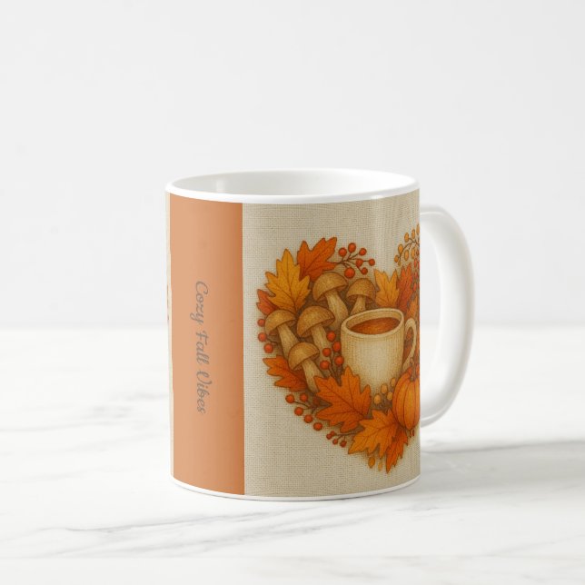 orange Mysigt Fall vibes cocoa Pumpkin Löv Kaffemugg (Framsida höger)