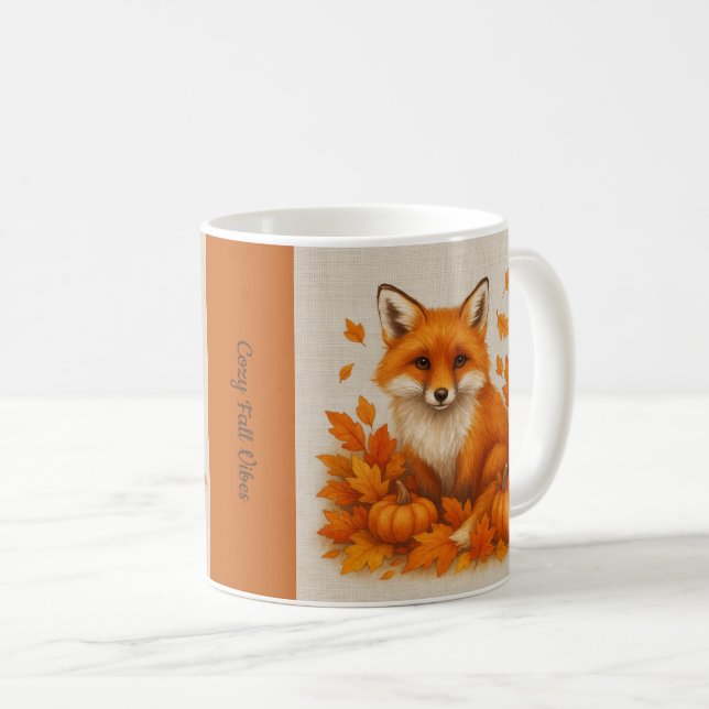 orange Mysigt Fall vibes fox Pumpkin Löv Kaffemugg (Framsida höger)