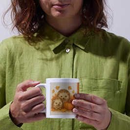 orange Mysigt Fall vibes hedgehog Pumpkin Löv Kaffemugg