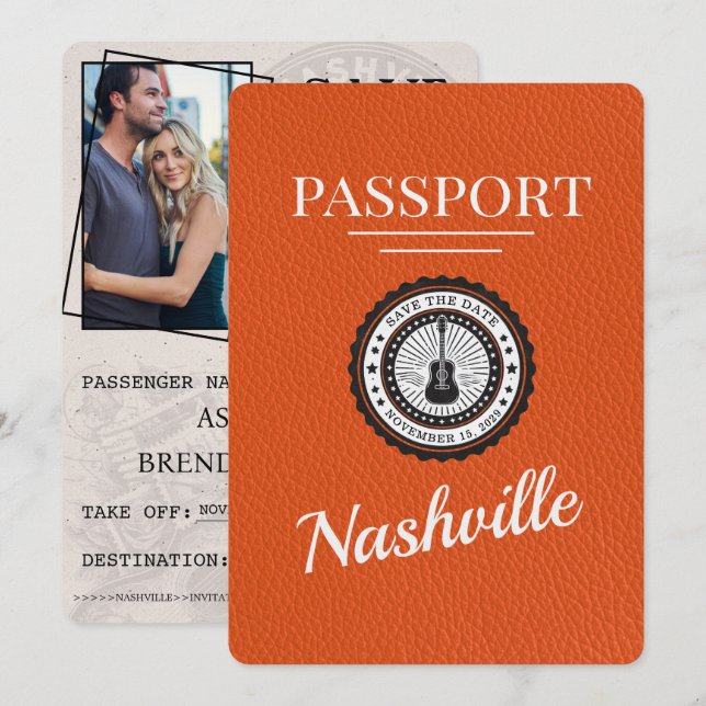 Orange Nashville Passport Spara datum Datumet (Fram/baksida)