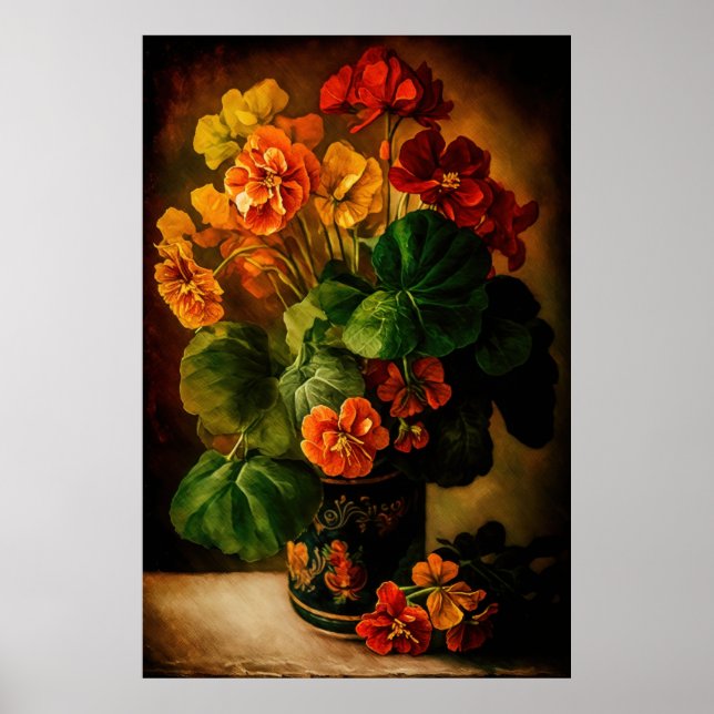 Orange Nasturtium Art Poster - nedladdningsbart (Framsidan)