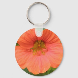 Orange Nasturtium Flower Keychain Nyckelring