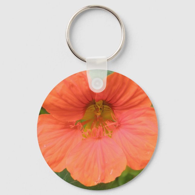 Orange Nasturtium Flower Keychain Nyckelring (Framsida)