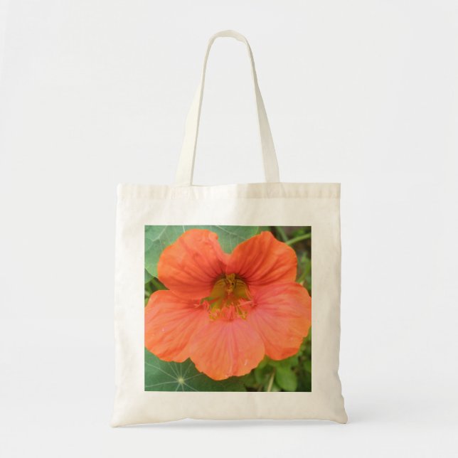 Orange Nasturtium Tote Bag Tygkasse (Framsidan)