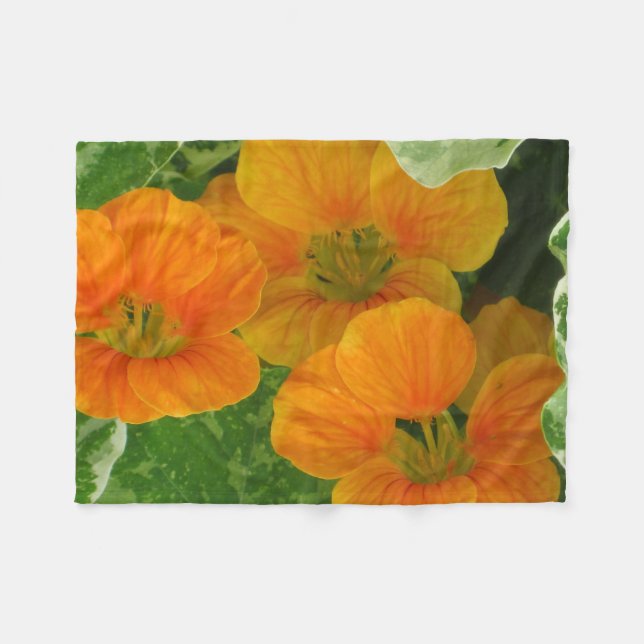Orange Nasturtiums Fleecefilt (Framsidan (Horisontell))