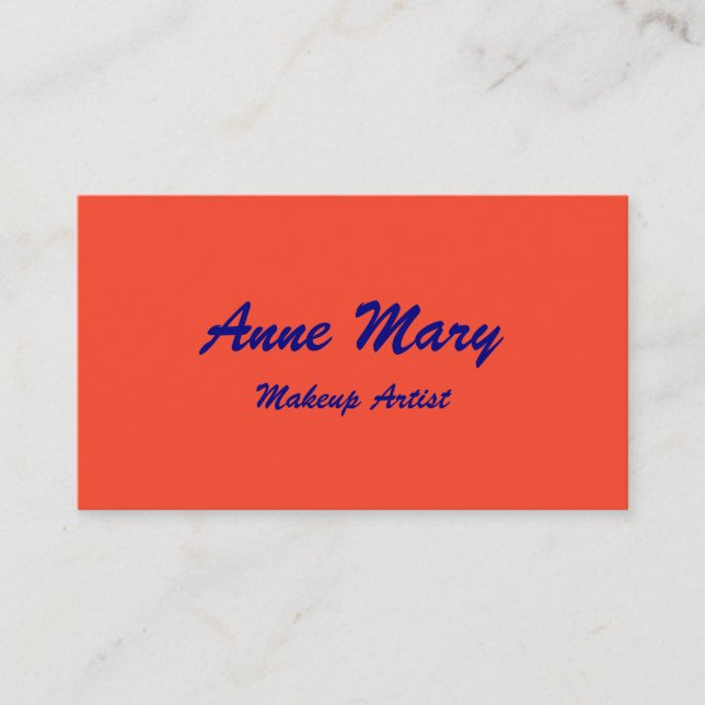 Orange Navy Blue Makeup Artist Beauty Salon Trendi Visitkort (Framsida)