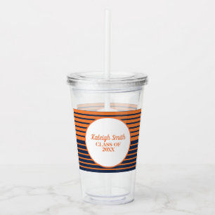 Orange Navy Blue Stripe Studenten klass Take Away Mugg