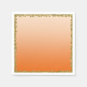 Orange Nedsänkt Guld Glitter Glam Glitter Fest Pappersservett