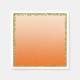 Orange Nedsänkta Guld Glitter Glam Gnistrande Part Pappersservett