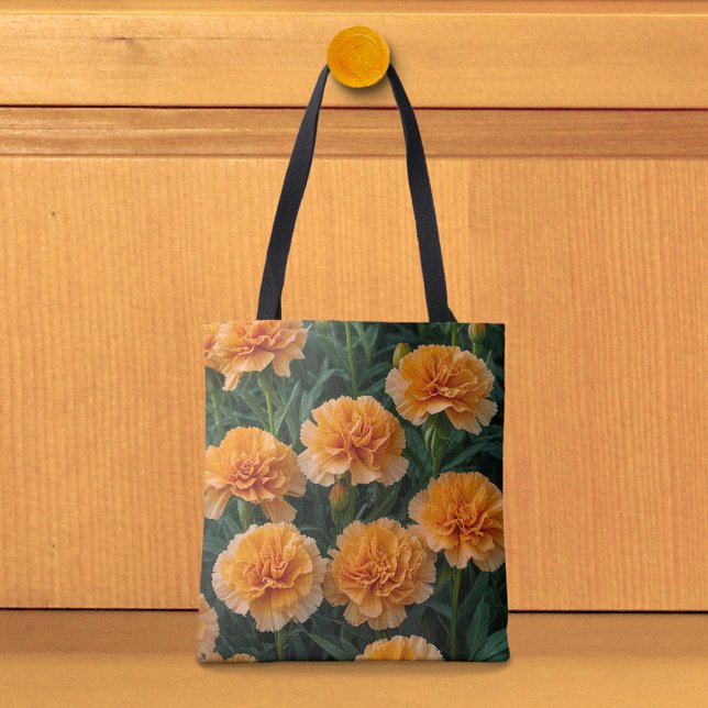 Orange Nejlikor Bild Nr 2 Toteväska Tygkasse (Tote bag with orange carnations)