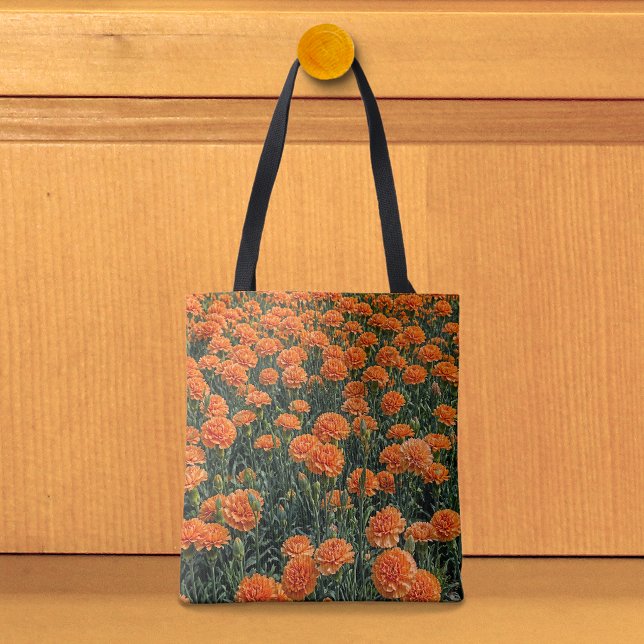 Orange Nejlikor Handväskor Tygkasse (Tote bag with orange carnations)