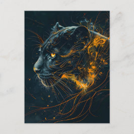 Orange Neon Black Panther Light Vykort