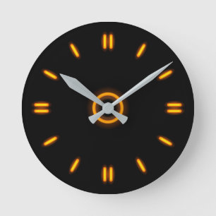 Orange Neon Rund Klocka