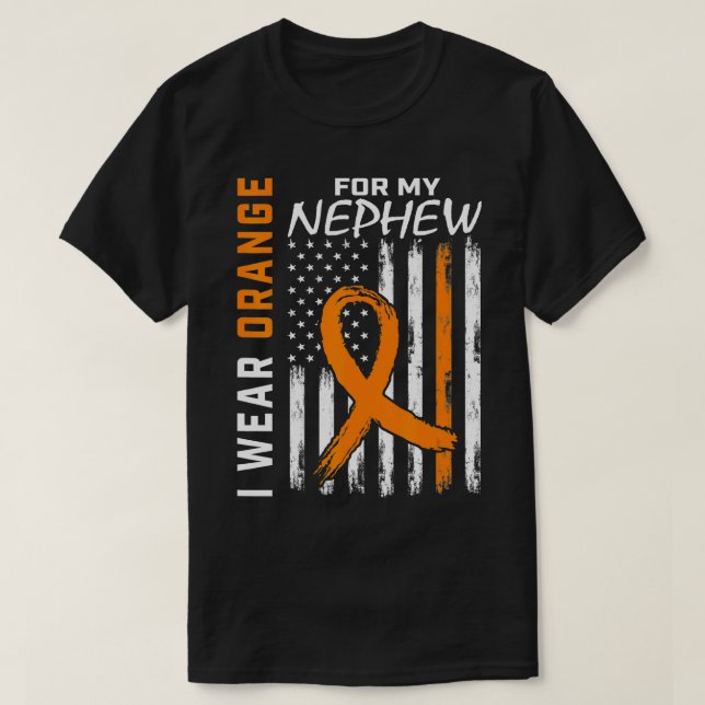 Orange Nephew Leukemia Awareness Flagga Moster far T Shirt (Design framsida)