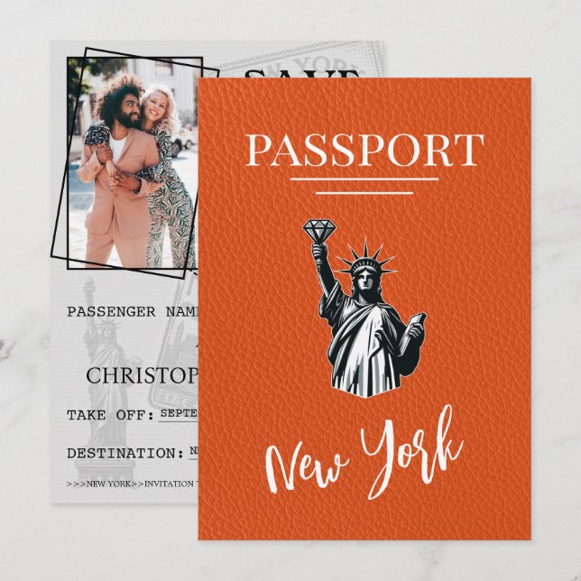 Orange New York City Passport Spara datum Datumet (Fram/baksida)