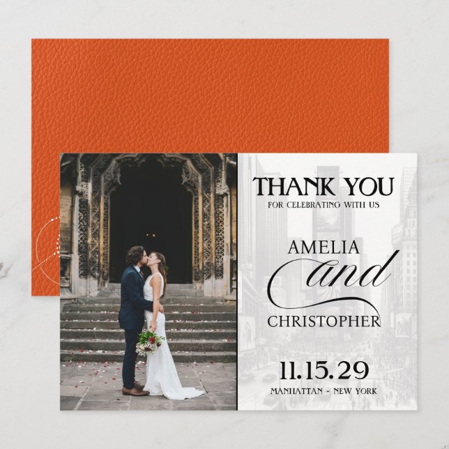 Orange New York City Passport Tack Kort (Fram/baksida)