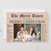Orange Newspaper God jul Roligt Photo Card