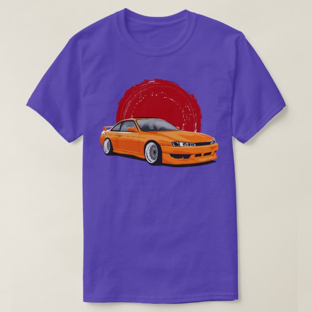 Orange Nissan Silvia S14 Kouki T Shirt (Design framsida)