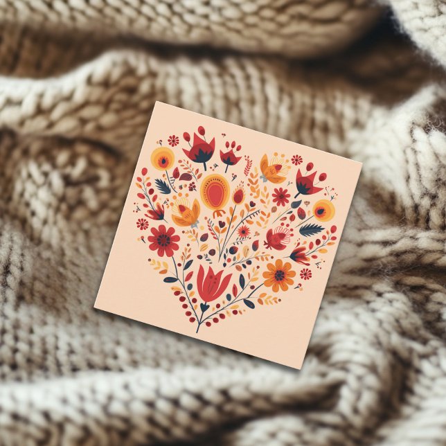 Orange Nordiska Valentinesen för andinaviskt hjärt Julkort (Skapare uppladdad)