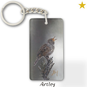 Orange Northern House Wren Bird Painting Initialer