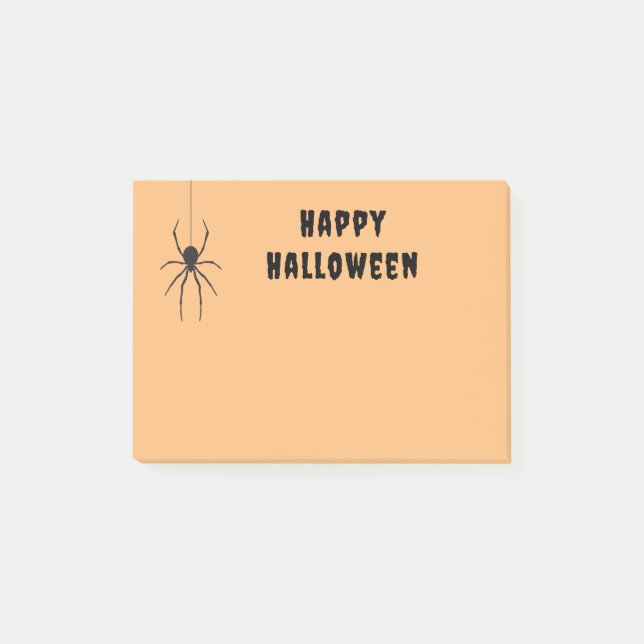 Orange Notes för svartvit happy halloween-spider Post-it Block (Framsida)