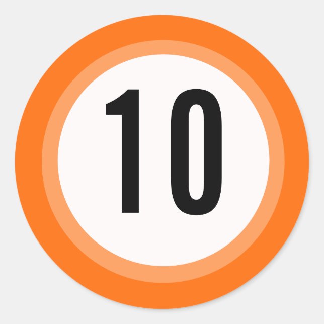 Orange Nummeretikett Runt Klistermärke (Framsida)