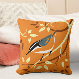 Orange Nuthatch Bird Art Kudde