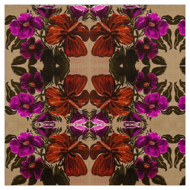 Orange Nutmeg Lilly Fabric Tyg (Prov)