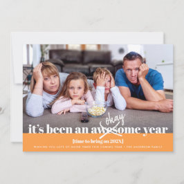Orange, nyår, roligt foto Modern med fetstil Julkort