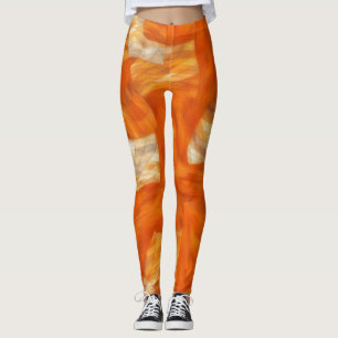Orange och Abstrakt för tan Leggings och Artsy