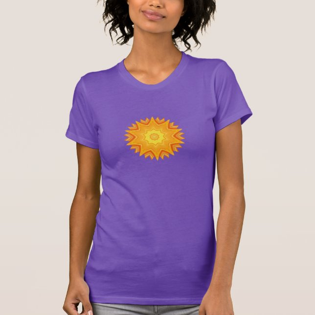 Orange och abstrakt sol för gult tee shirt (Framsida)