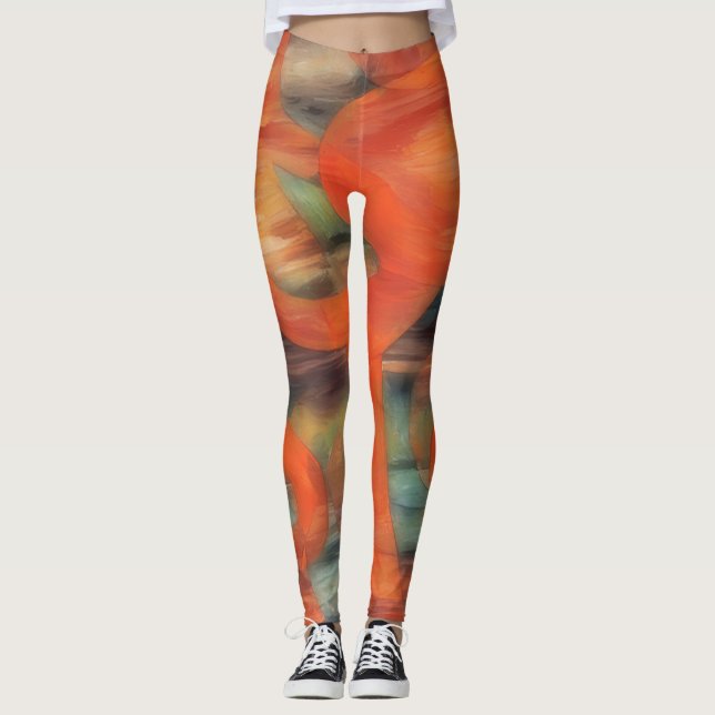 Orange och Amber Artsy Leggings (Framsida)